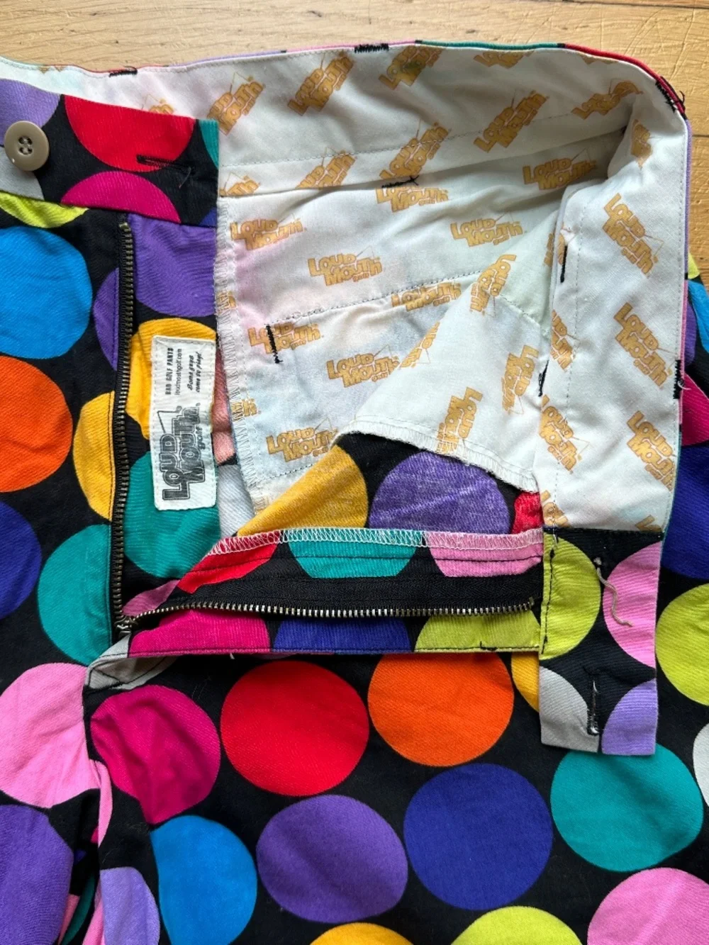 Loudmouth Golf Shorts Mens 32 Multi Polka Dot Stretch Cotton Flat Front Funky